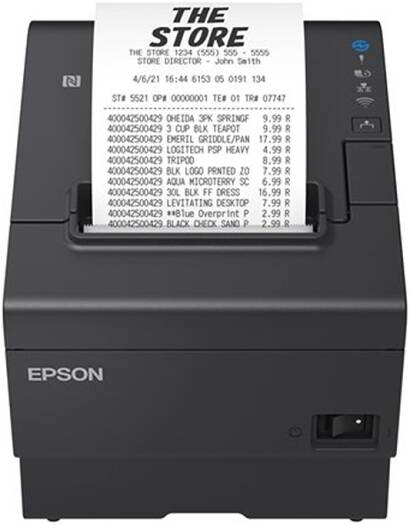 Epson TM-T88VII (112) POS Receipt Printer, 500 mm/sec Print Speed, USB 2.0 Type A, USB 2.0 Type B, RS-232, Ethernet interface (100 Base-TX / 10 Base-T) Interfaces, Black | C31CJ57112A0